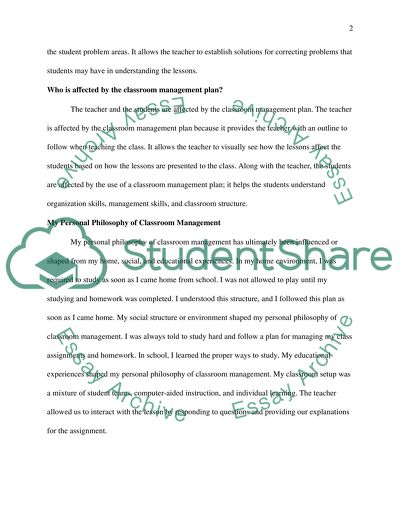 Personal Philosophy of Classroom Management