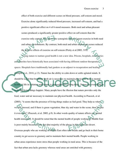 Psychological Benefits of Green and Controlled Exercise