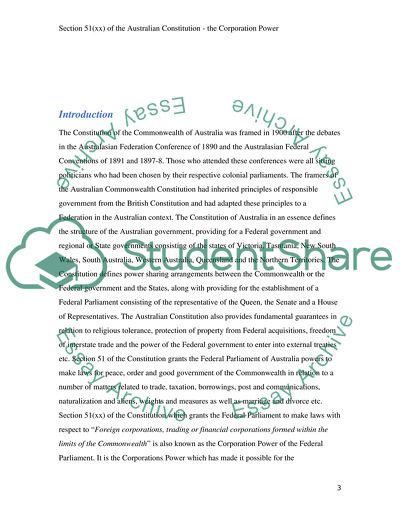 The Constitution of the Commonwealth of Australia - Corporations Power