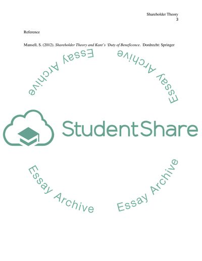 Shareholder Theory and Kants Duty of Beneficence