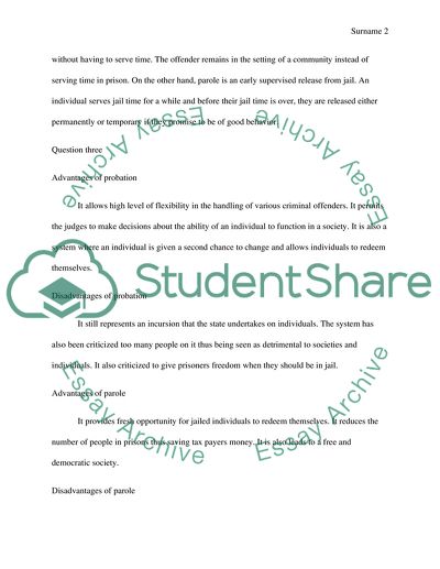 Advantages of Probation and Prison system