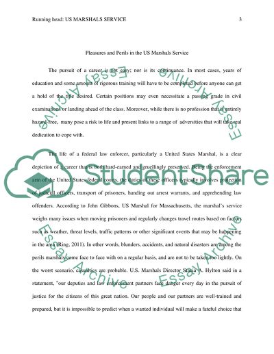 Pleasures and Perils in the US Marshals Service