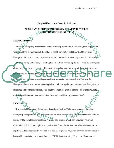 Hospital emergency care: societal issue - Next-Day Care for Emergency Department Users with Nonacute Conditions