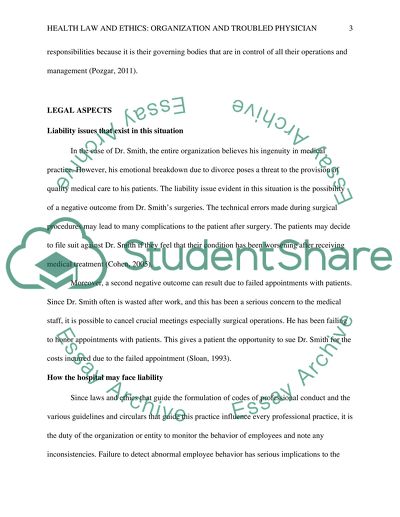 Health Law and Ethics: Organization and Troubled Physician