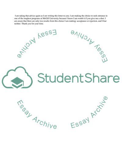 Letter of Intent for Selection Committee