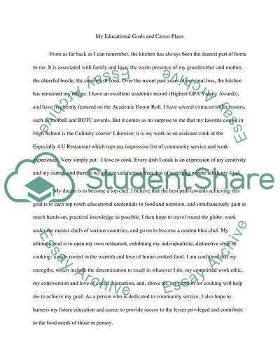 My Educational Goals and Career Plans