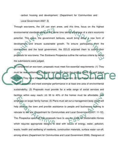 Planning Perspective of England Eco-Towns