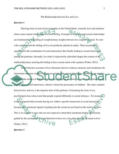 The Relationship Between Love And Sex Essay Example Topics And The Relationship Between Love And Sex