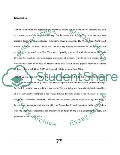 Operation Enduring Freedom as a Response to the 9\11 Attack