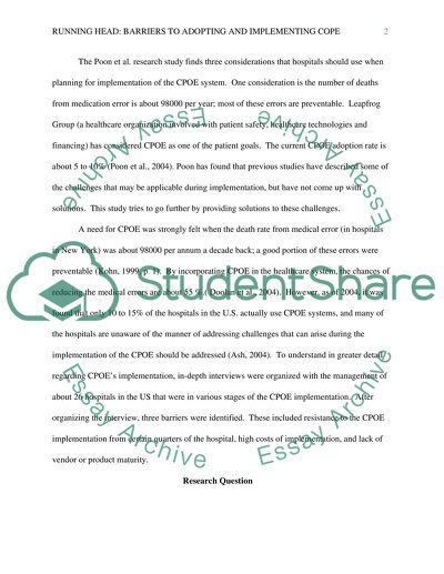 Overcoming Barriers to Adopting and Implementing Computerized Physician Order Entry Systems in U.S. Hospitals
