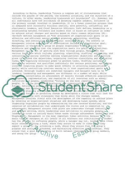 Leadership and management