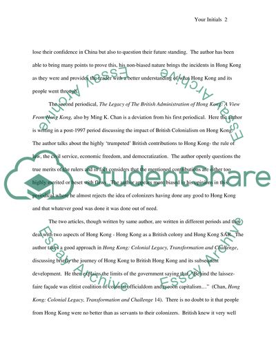 Establishment of Hong Kong as a British Colony