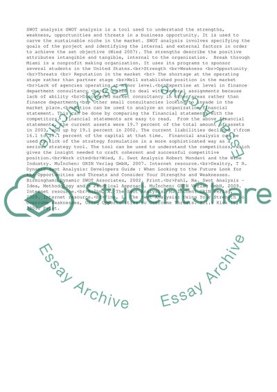 SWOT anaysis and Financial anaysis for Breakthrough Miami