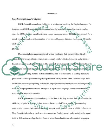 Challeges ESOL Somali learner face when learning how to read