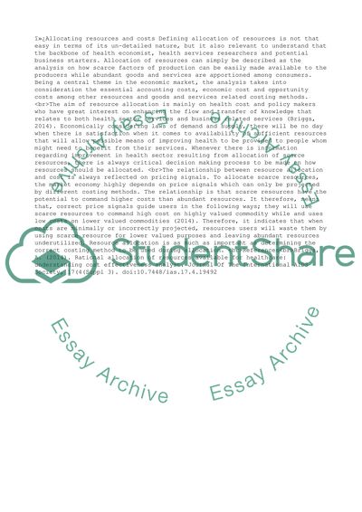 Allocating resources and costs