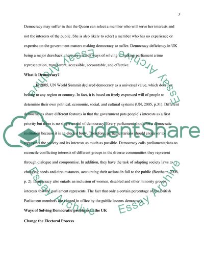 Resolving Democratic Deficiencies in British Parliament
