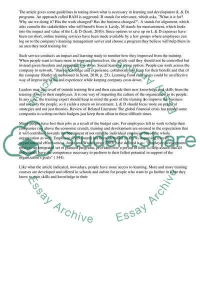 Review of the Article Development Opportunity