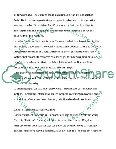 Feasibility Study for Salfordias Entry to Chinese Construction Market