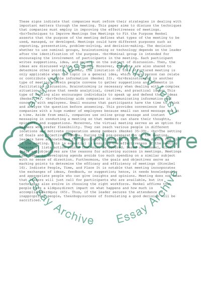 Techniques in Enhancing the Effectiveness of Meetings