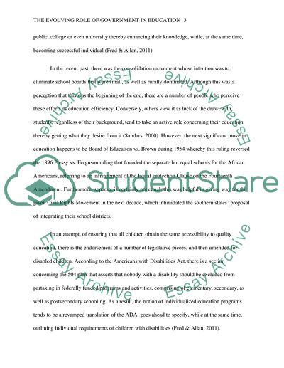 The Evolving Role of Government in Education