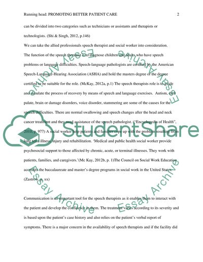 PROMOTING BETTER PATIENT CARE