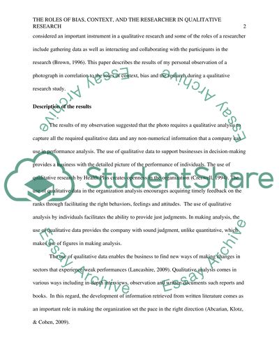 The roles of bias, Context, and the researcher in Qualitative Research