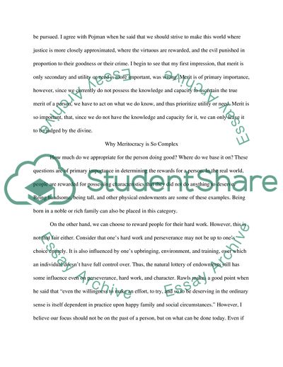 Thoughts on Pojmans Essay: Merit: Why Do We Value It
