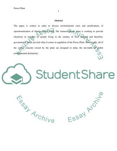 Environmental Costs and Ramifications of Power Plant
