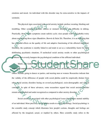 Impacts of Social Anxiety Disorder on Social Psychology