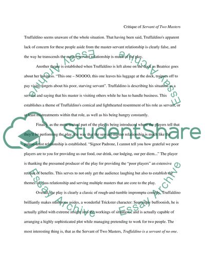 Critique of the Play The Servant of Two masters