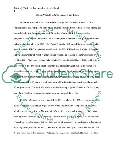 Nelson Mandela, A great leader of our Time