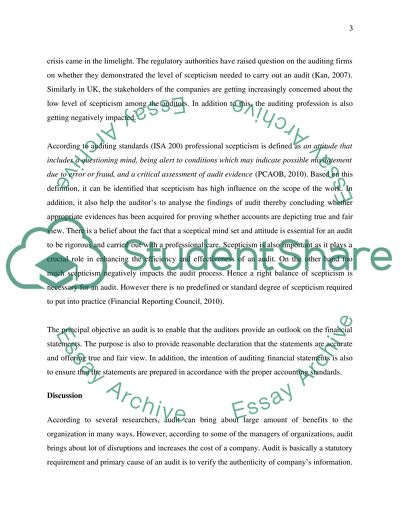 Auditor scepticism is an increasing concern for the profession and stakeholders of UK Companies