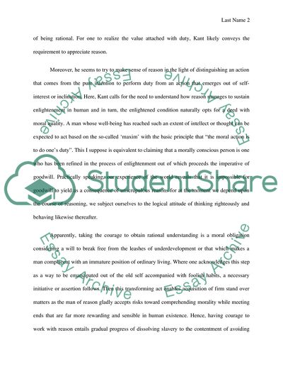 Kants Fundamental Principles of the Metaphysic of Morals