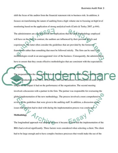 Summarise the paper"The business risk audit A longitudinal case study of an audit engagement"