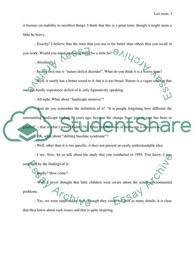 An interview about the phenomenon of environmental generational amnesia