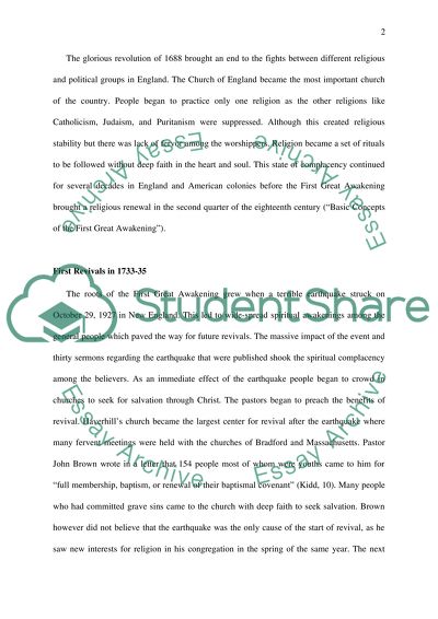 Role of Johnathan Edwards on First Great Awakening