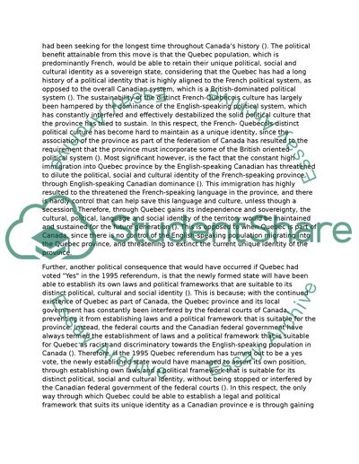 What Political Consequences Would Have Occurred If Quebec Had Voted Yes in the 1995 Referendum