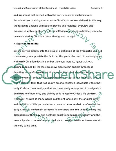 Impact and Progression of the Doctrine of Hypostatic Union