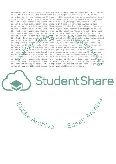 Material Handling in KIZAD, UAE