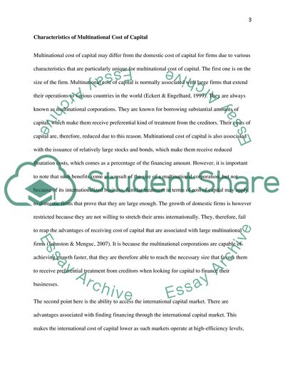 Multinational Cost of Capital
