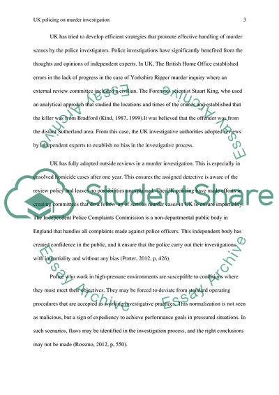 UK Policing on Murder Investigation