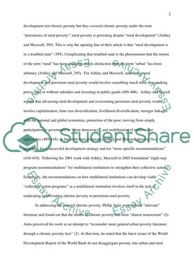 Amis, Ashley and Maxwell, and Shepherd/Hulme all address questions around chronic poverty