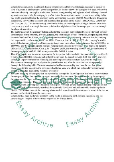 Caterpillars Core Competency- Strengthening the Companys Survival during the Recession