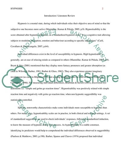 Research Methods and Design Assignment 2 - literature Review