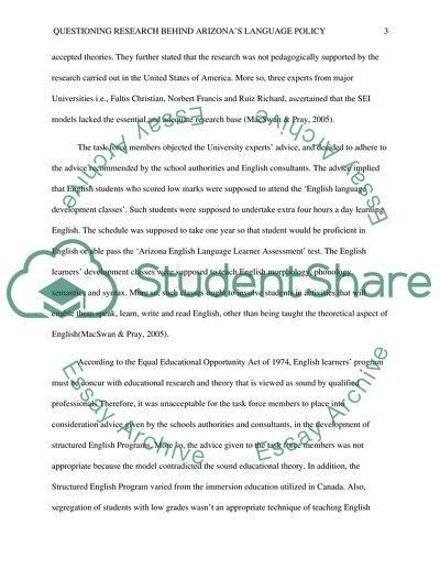 Questioning Research behind Arizonas Policies on English Learners