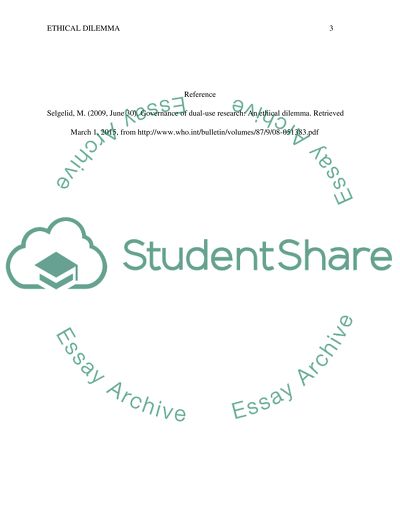 Governance of Dual-Use Research: Ethic Dilemma