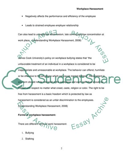 Harassment at the Workplace