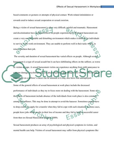 Effects of Sexual Harassment in the Workplace