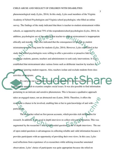 Child Abuse and Neglect of Children with Disabilities