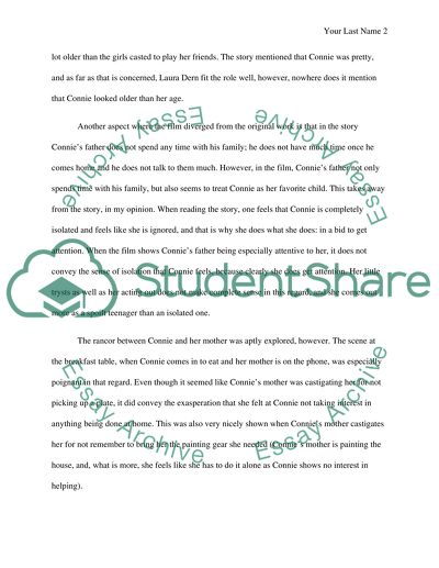 Response papers for the film Smooth Talk